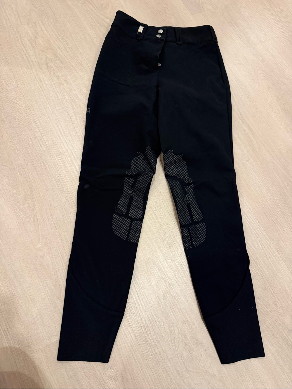 Black Women's Riding Leggings with Silicone Knee Grip